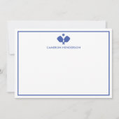 Blue White Personalisiert Name Fun Pickleball Mitteilungskarte (Vorderseite)