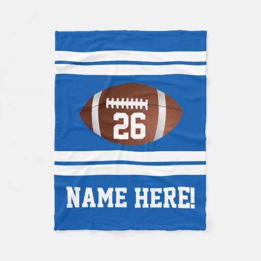 Blue White Personalisiert Name Team Colors Footbal Fleecedecke (Vorderseite)