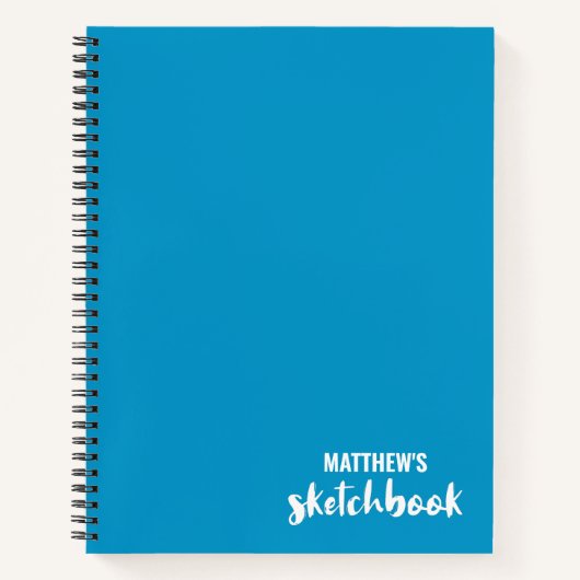 Blue White Personalisiert Sketchbook Ihr Name Notizblock (Vorderseite)