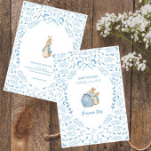 Blue White Peter the Rabbit Beatrix Baby Dusche Einladung