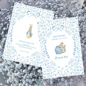 Blue White Peter the Rabbit Beatrix Baby Dusche Einladung