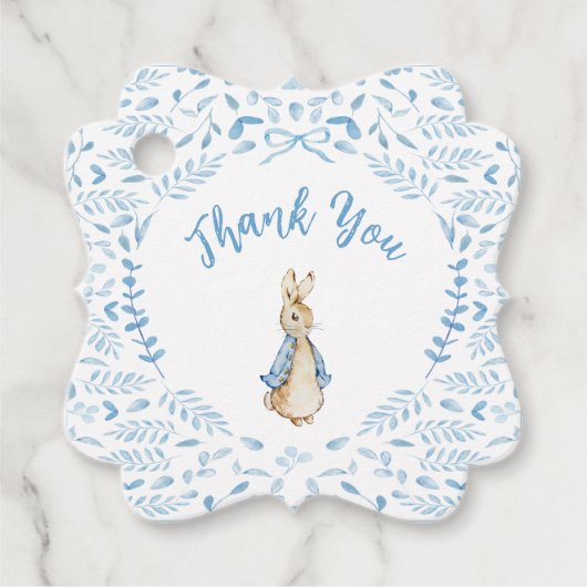 Blue White Peter the Rabbit Beatrix Baby Dusche Geschenkanhänger (Vorderseite)