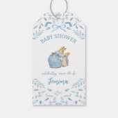 Blue White Peter the Rabbit Beatrix Baby Dusche Geschenkanhänger (Rückseite)