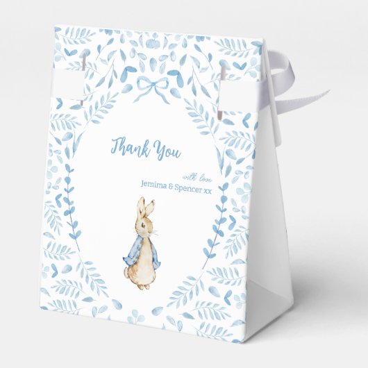 Blue White Peter the Rabbit Beatrix Baby Dusche Geschenkschachtel (Rückseite)