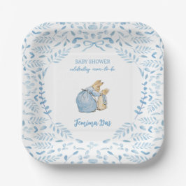 Blue White Peter the Rabbit Beatrix Baby Dusche Pappteller