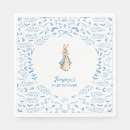 Blue White Peter the Rabbit Beatrix Baby Dusche Serviette