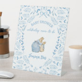 Blue White Peter the Rabbit Beatrix Baby Dusche Sockelschild (In Situ)
