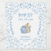Blue White Peter the Rabbit Beatrix Baby Dusche Weinetikett (Einzelnes Label)