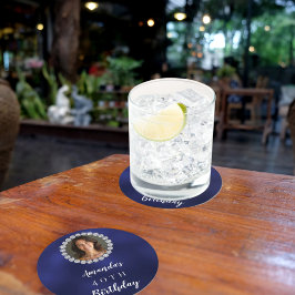 Blue white photo diamonds runder pappuntersetzer