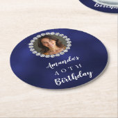 Blue white photo diamonds runder pappuntersetzer (Angewinkelt)