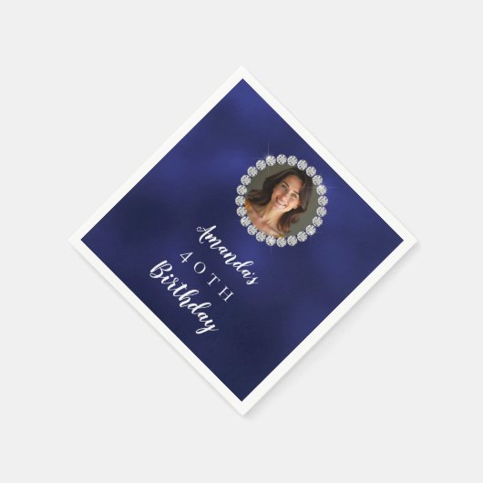 Blue white photo diamonds serviette (Ecke)