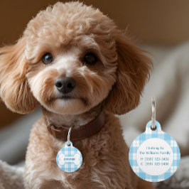 Blue White Plaid Pattern Name Bone  Haustiermarke