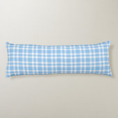 Blue White Plaid Pattern Seitenschläferkissen (Rückseite)