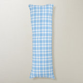 Blue White Plaid Pattern Seitenschläferkissen (Vorderseite Vertikal)
