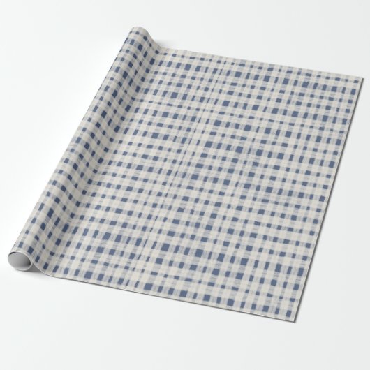 Blue White Plaid Stripes Christmas Geschenkpapier (Ungerollt)
