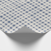 Blue White Plaid Stripes Christmas Geschenkpapier (Ecke)