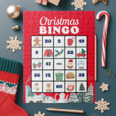 Blue White Playful Christmas Bingo Puzzle