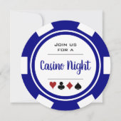 Blue White Poker Chip Casino Einladung (Vorderseite)