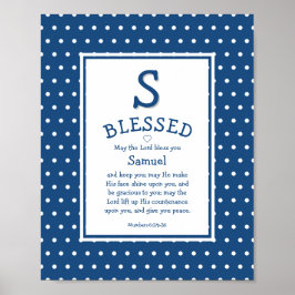Blue White Polka Dot Name Baby Sessing Kinderzimme Poster