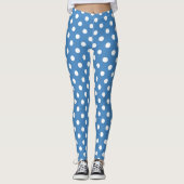 Blue White Polka Dot Pattern Leggings (Vorderseite)