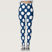 Blue White Polka Dot Pattern Leggings (Vorderseite)