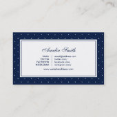 Blue & White Polka Dot Red Ribbon Social Media Visitenkarte (Rückseite)