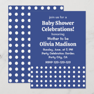 Blue White Polka Dots Baby Dusche Einladung