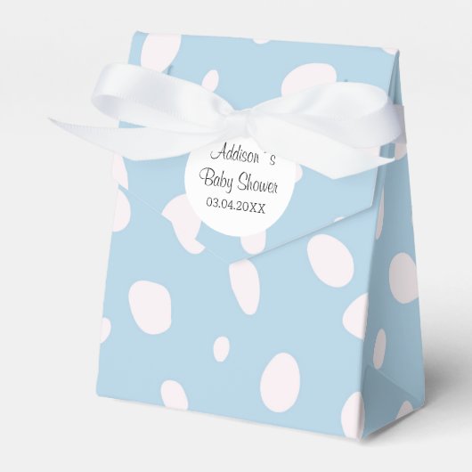 Blue & White Polka Dots Baby Dusche Geschenkschachtel (Vorderseite)