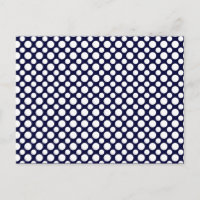 Blue White Polka-Dots Blank Postcard