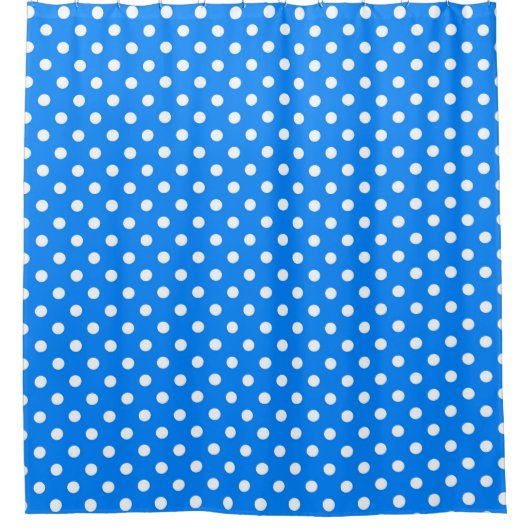 Blue White Polka Dots Design Duschvorhang (Vorderseite)