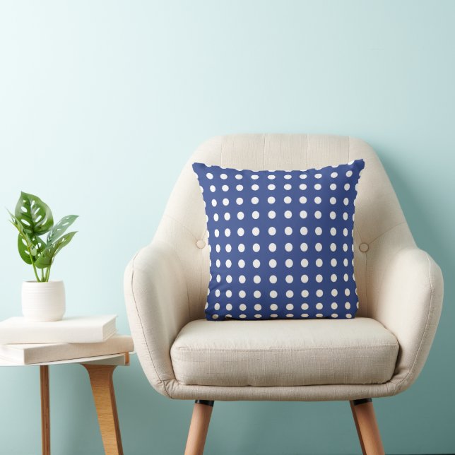 Blue White Polka Dots Kissen (Stuhl )