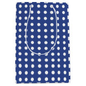 Blue White Polka Dots Mittlere Geschenktüte (Vorderseite)