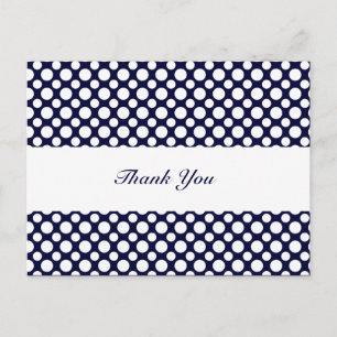 Blue White Polka-Dots Vielen Dank Postcard Postkarte