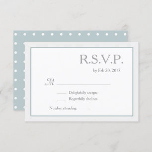 Blue White Polka Dots Wedding RSVP Einladung