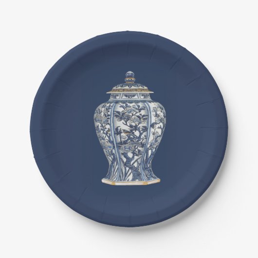 Blue & White Porcelain Vase von Vision Studio Pappteller (Vorderseite)