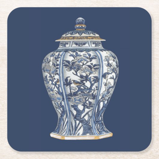 Blue & White Porcelain Vase von Vision Studio Rechteckiger Pappuntersetzer (Vorderseite)