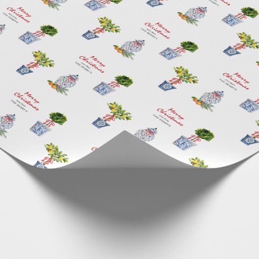 Blue & White Pottery Weihnachten Geschenkpapier (Ecke)