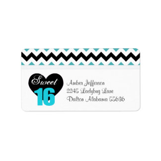 Blue & White Print Sweet 16 Address Labels Adressaufkleber