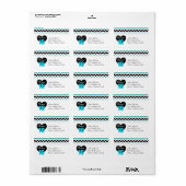 Blue & White Print Sweet 16 Address Labels Adressaufkleber (Vorne)