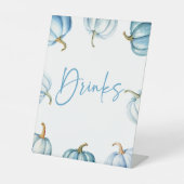 Blue White Pumpkin Herbst Drinks Party Sockelschild (Vorderseite)