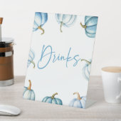 Blue White Pumpkin Herbst Drinks Party Sockelschild (In SItu)