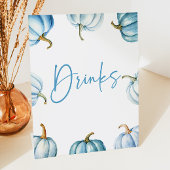 Blue White Pumpkin Herbst Drinks Party Sockelschild