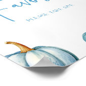 Blue White Pumpkin Herbst Gastgeschenke signieren Poster (Ecke)