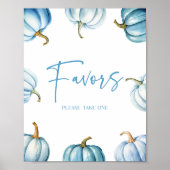 Blue White Pumpkin Herbst Gastgeschenke signieren Poster (Vorne)