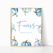Blue White Pumpkin Herbst Gastgeschenke signieren Poster