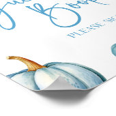 Blue White Pumpkin Herbst Herbst Gästebuchsignatur Poster (Ecke)