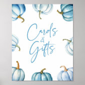 Blue White Pumpkin Herbst Herbstkarten & Geschenkz Poster (Vorne)