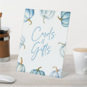 Blue White Pumpkin Herbst Herbstkarten & Geschenkz Sockelschild (In SItu)