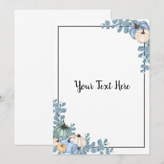 Blue & White Pumpkins Einladung (Vorne/Hinten)