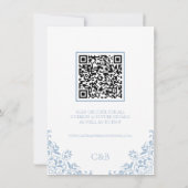 Blue White QR Code Wedding Details Enclosure Card Einladung (Rückseite)